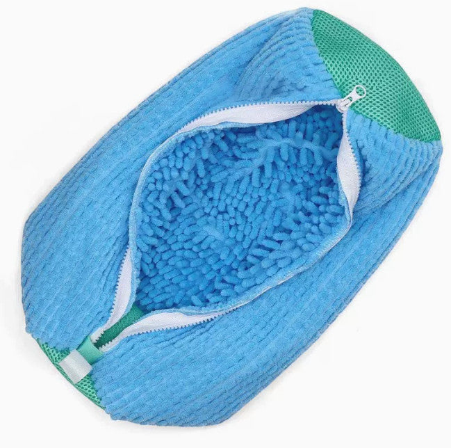 Bolsa de lavado Gonzapole-Store azul con interior de microfibra acolchada para proteger zapatillas en la lavadora