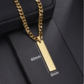 Colgante de placa de identificación Fortis Steel de Gonzapole-Store en acero inoxidable dorado con cadena cubana