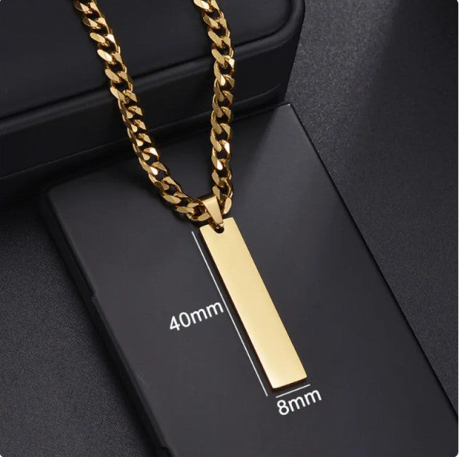 Colgante de placa de identificación Fortis Steel de Gonzapole-Store en acero inoxidable dorado con cadena cubana