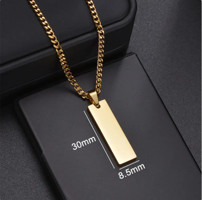 Colgante tipo placa militar Fortis Steel de Gonzapole-Store en acero inoxidable dorado con cadena de eslabones cubanos