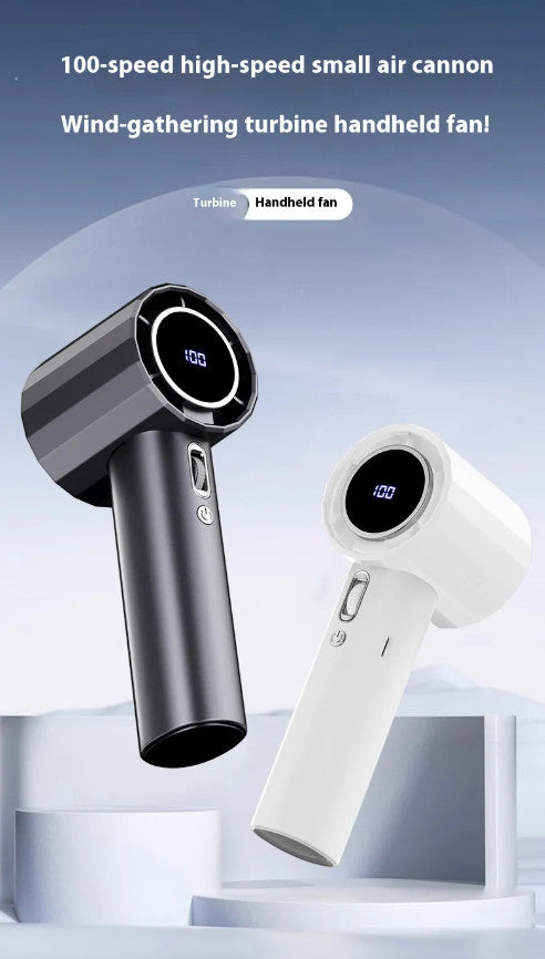 Ventilador de mano portátil Gonzapole-Store con diseño de turbina de alta velocidad, pantalla digital y carga USB