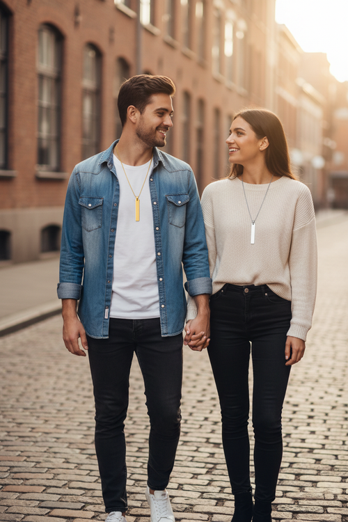 Pareja collares dorado y plateado