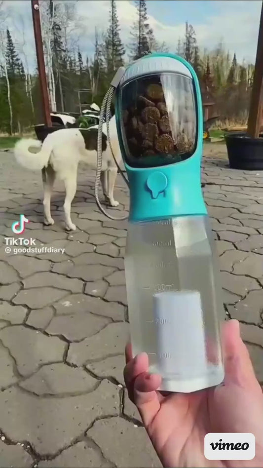 3-in-1 Portable Pet Water Bottle, Feeder & Waste Dispenser